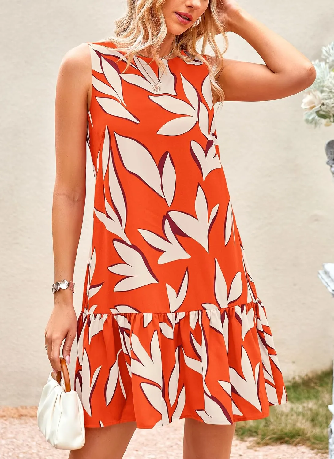 PRETTYGARDEN Women's 2025 Summer Boho Floral Mini Dress Sleeveless Backless Short Wedding Guest Beach Vacation Sundresses