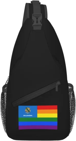 Pride Rainbow LGBT Flag of Oklahoma Crossbody Bags For Women Men Chest Backpack Gym Shoulder Bag Travel Outdoor Sports Casual Crossbody Bags