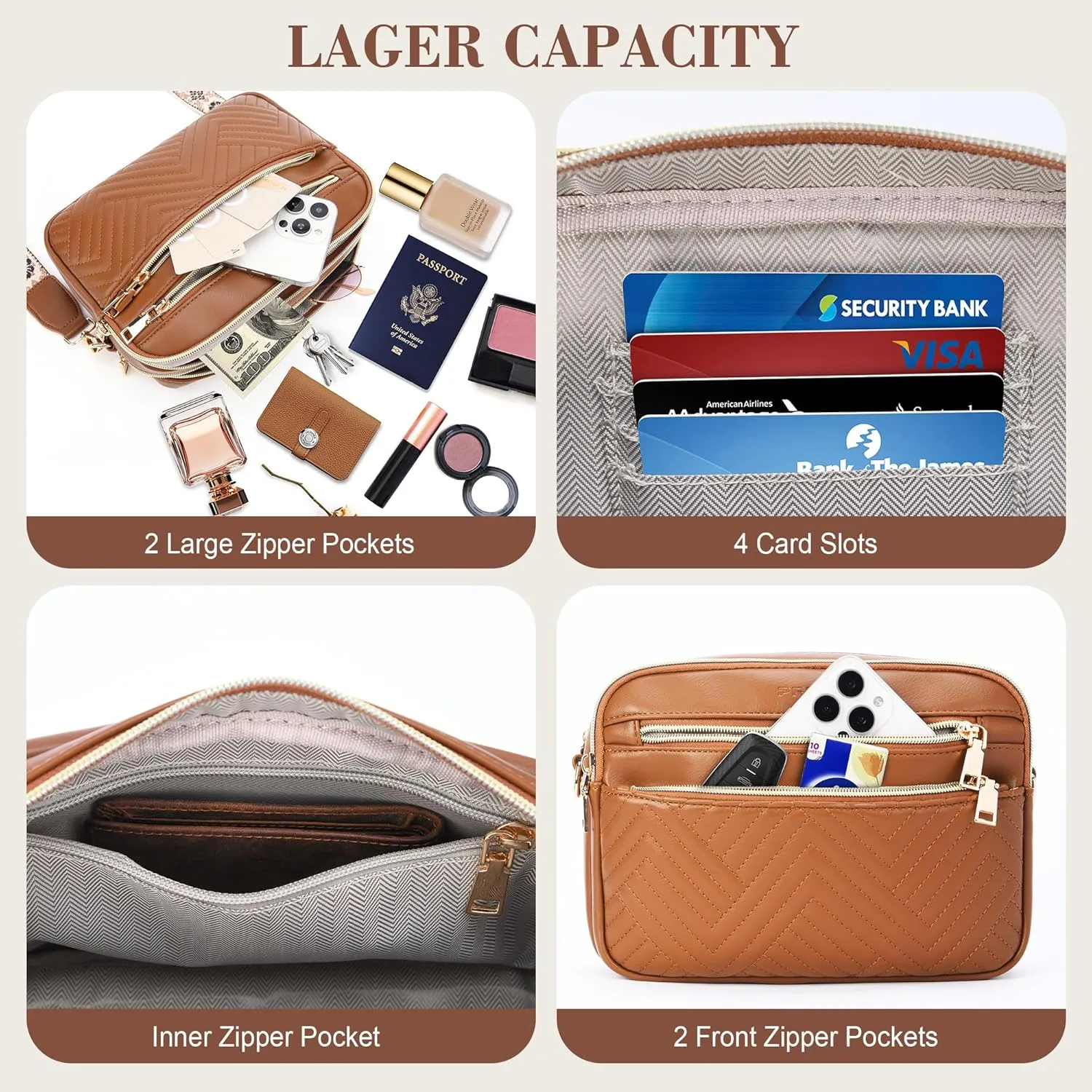 printe Small Crossbody Bags for Women, Vegan Leather Trendy Purses for Women, Travel Handbags with Adjustable Shoulder Strap