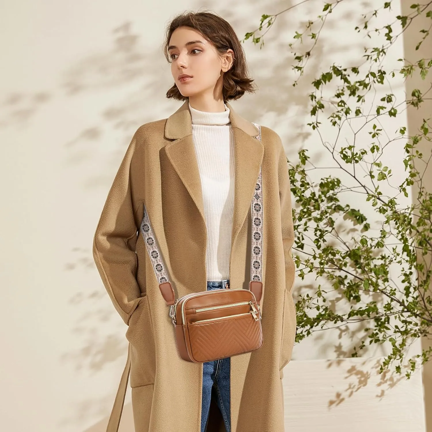 printe Small Crossbody Bags for Women, Vegan Leather Trendy Purses for Women, Travel Handbags with Adjustable Shoulder Strap