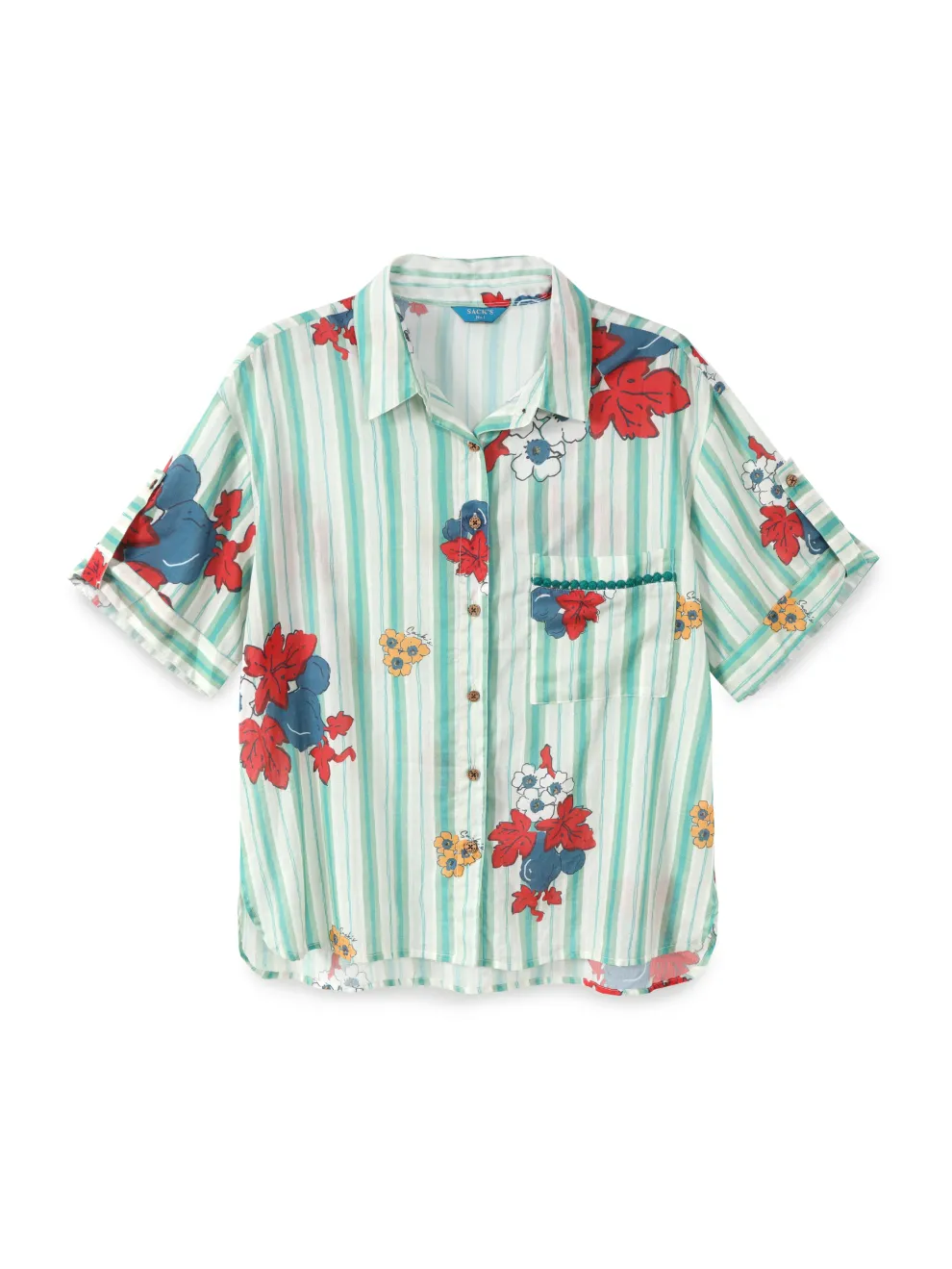 Printed button-down shirt