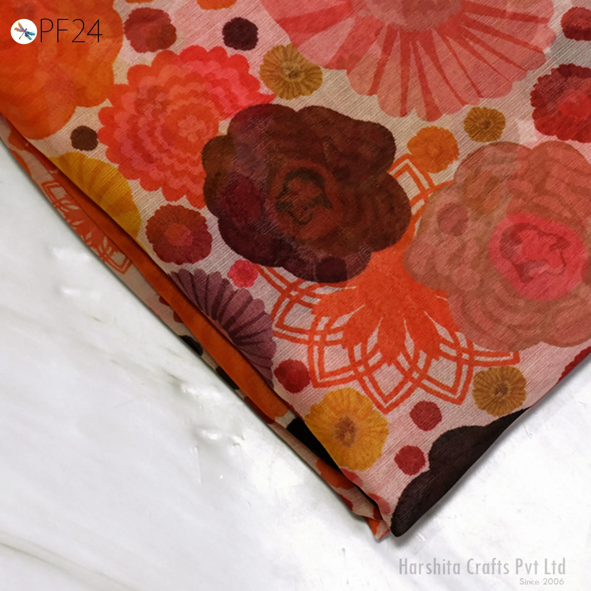 Printed Chiffon fabric By Yard Indian for Soft Flowy Floral Summer Dress Shirt Comfortable Clothing Party Costumes Drapery Sewing Crafting