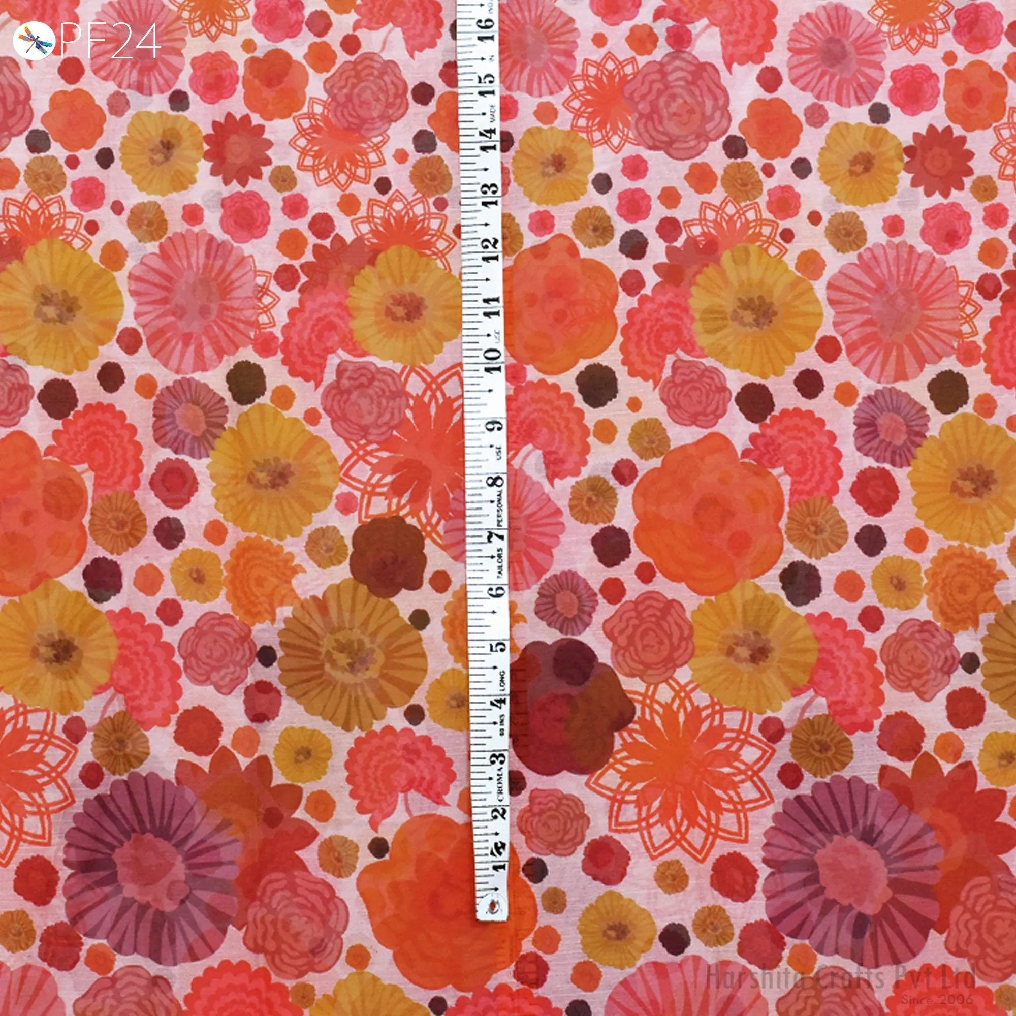 Printed Chiffon fabric By Yard Indian for Soft Flowy Floral Summer Dress Shirt Comfortable Clothing Party Costumes Drapery Sewing Crafting