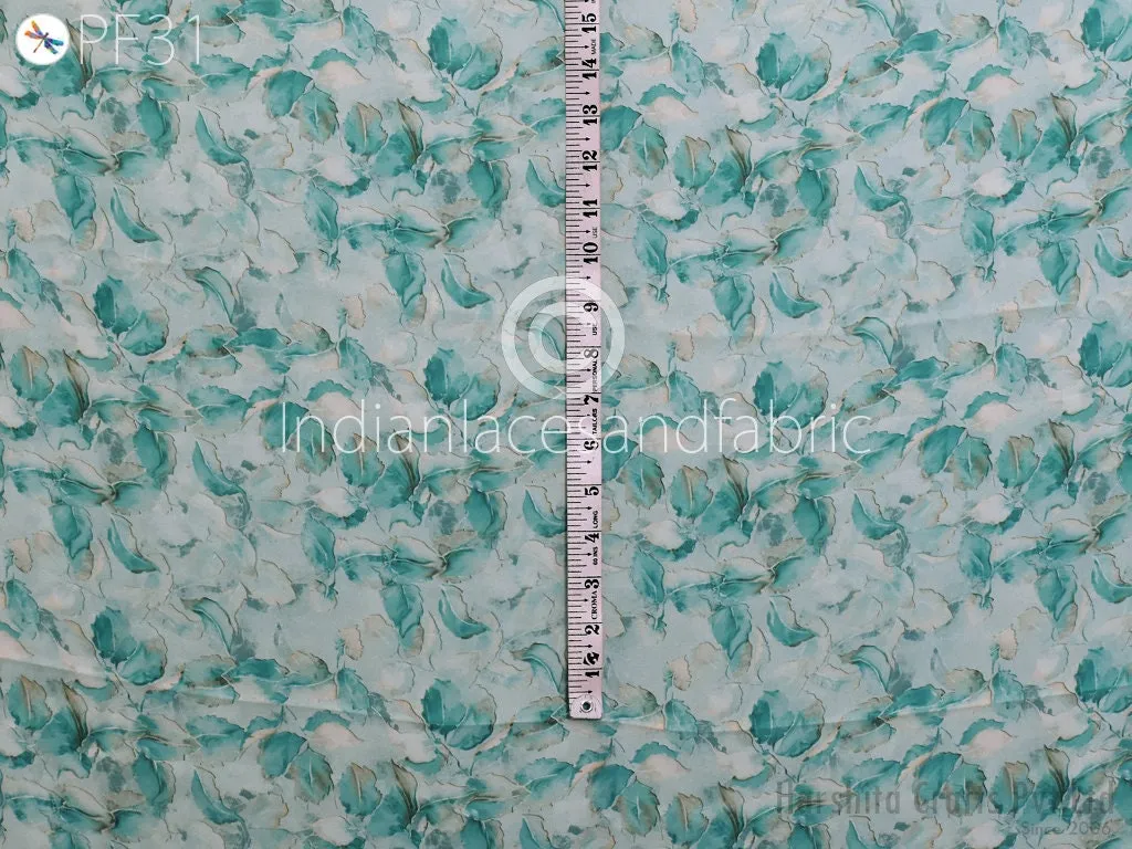 Printed fabric By Yard Indian Satin Georgette Flowy Floral Fabric Soft Summer Dress Shirt Comfortable Clothing Party Costumes Drapery Sewing