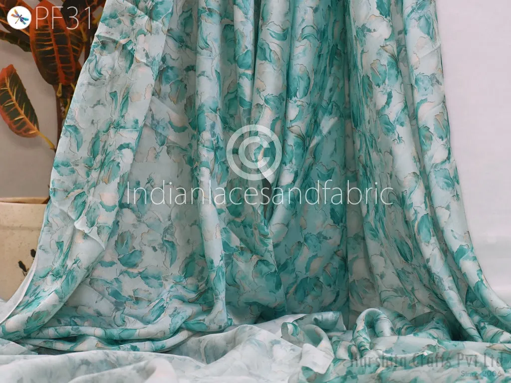 Printed fabric By Yard Indian Satin Georgette Flowy Floral Fabric Soft Summer Dress Shirt Comfortable Clothing Party Costumes Drapery Sewing