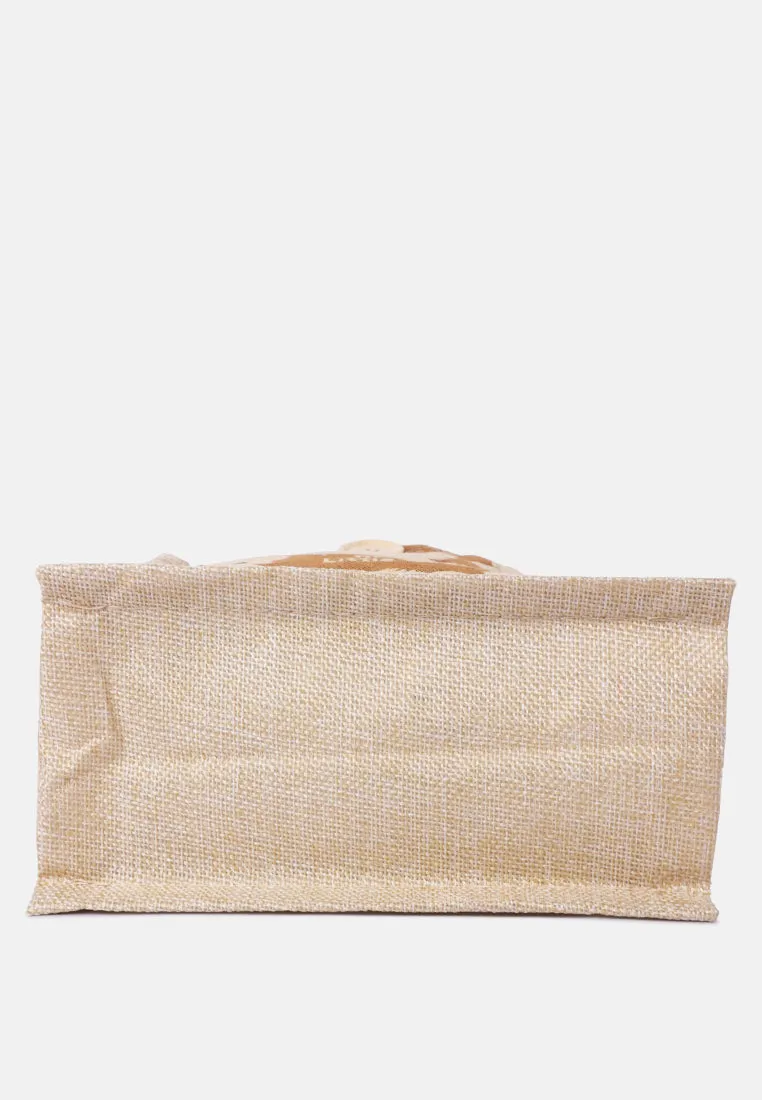 Printed Jute Tote Hand Bags