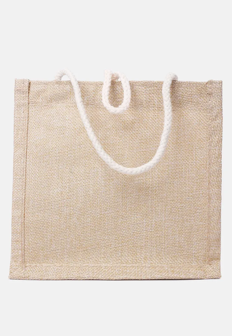 Printed Jute Tote Hand Bags