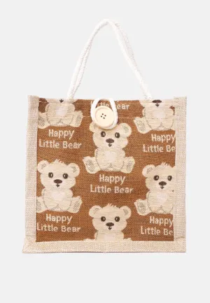 Printed Jute Tote Hand Bags
