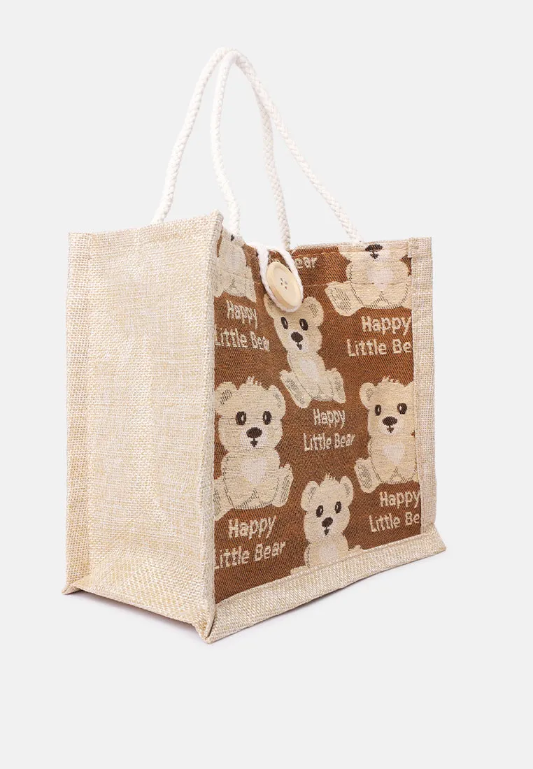 Printed Jute Tote Hand Bags