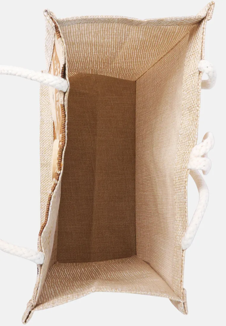 Printed Jute Tote Hand Bags