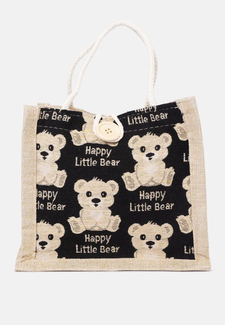 Printed Jute Tote Hand Bags