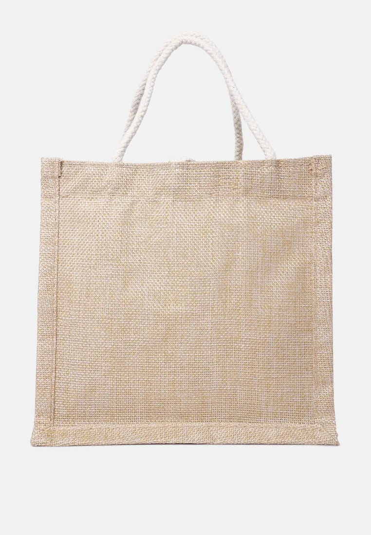 Printed Jute Tote Hand Bags
