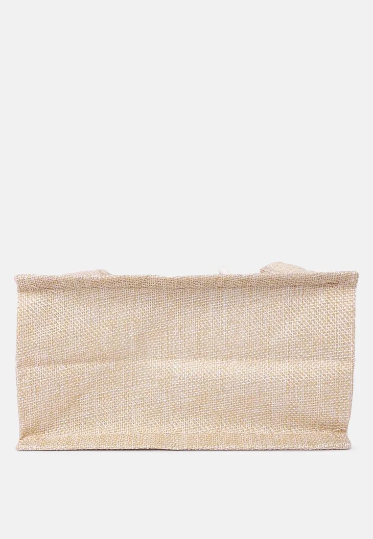Printed Jute Tote Hand Bags