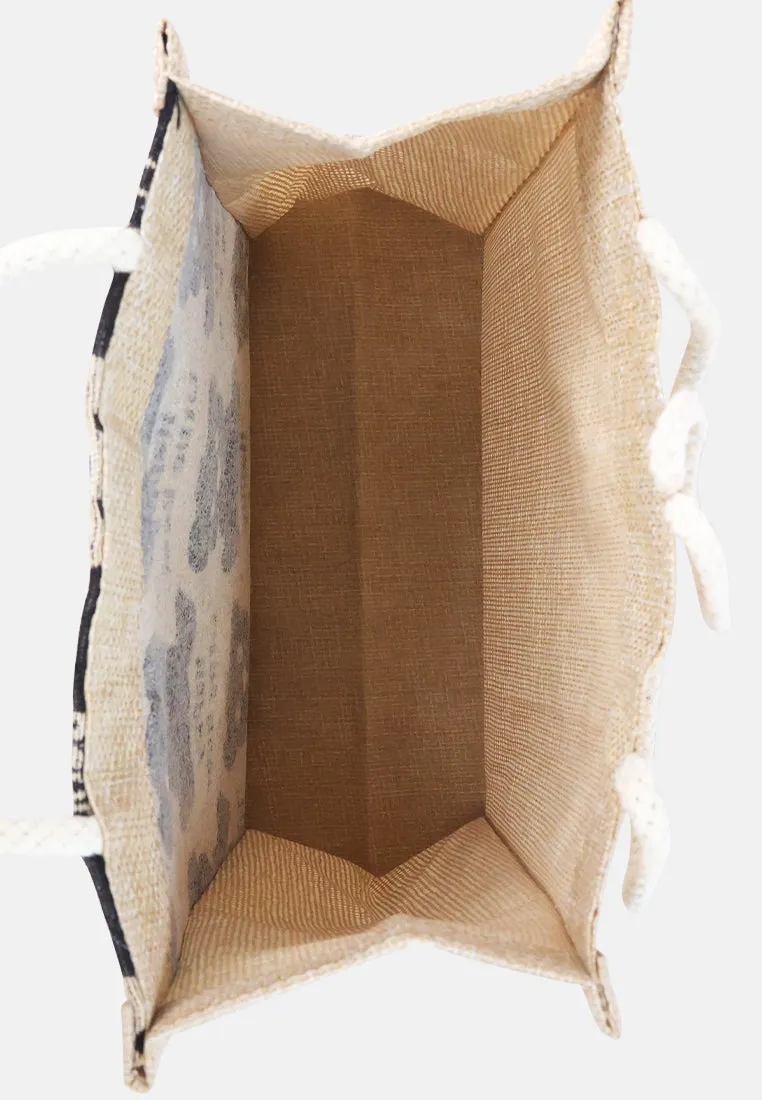 Printed Jute Tote Hand Bags