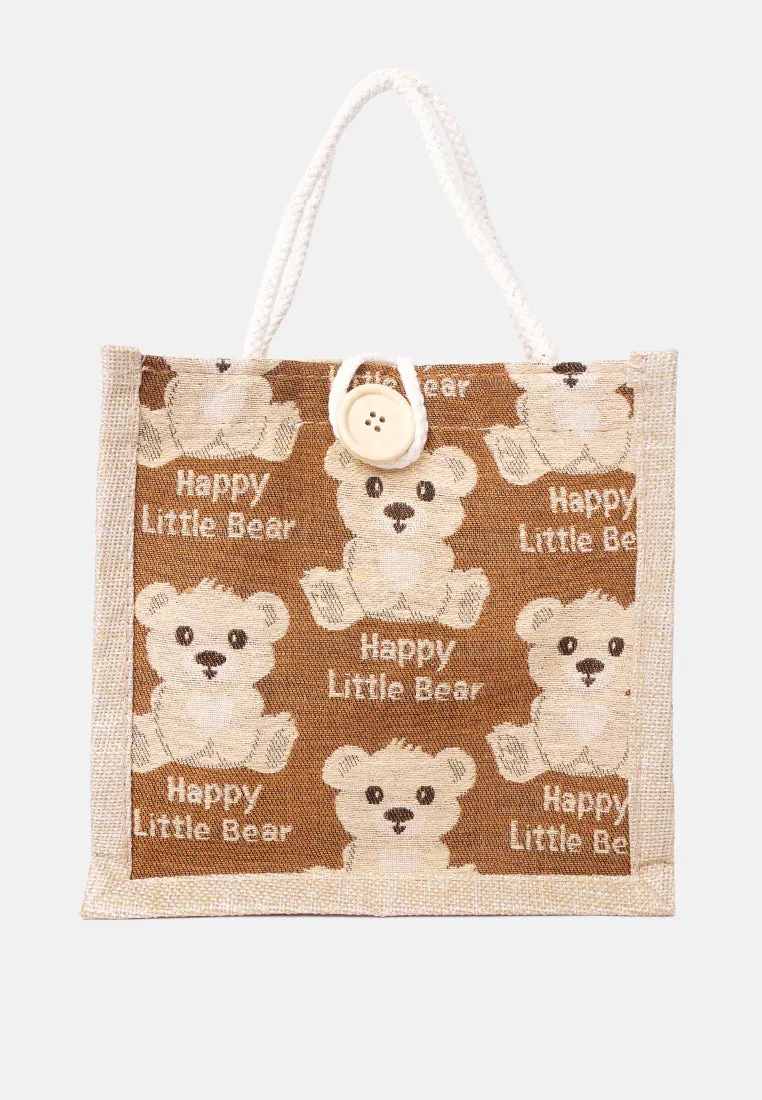 Printed Jute Tote Hand Bags