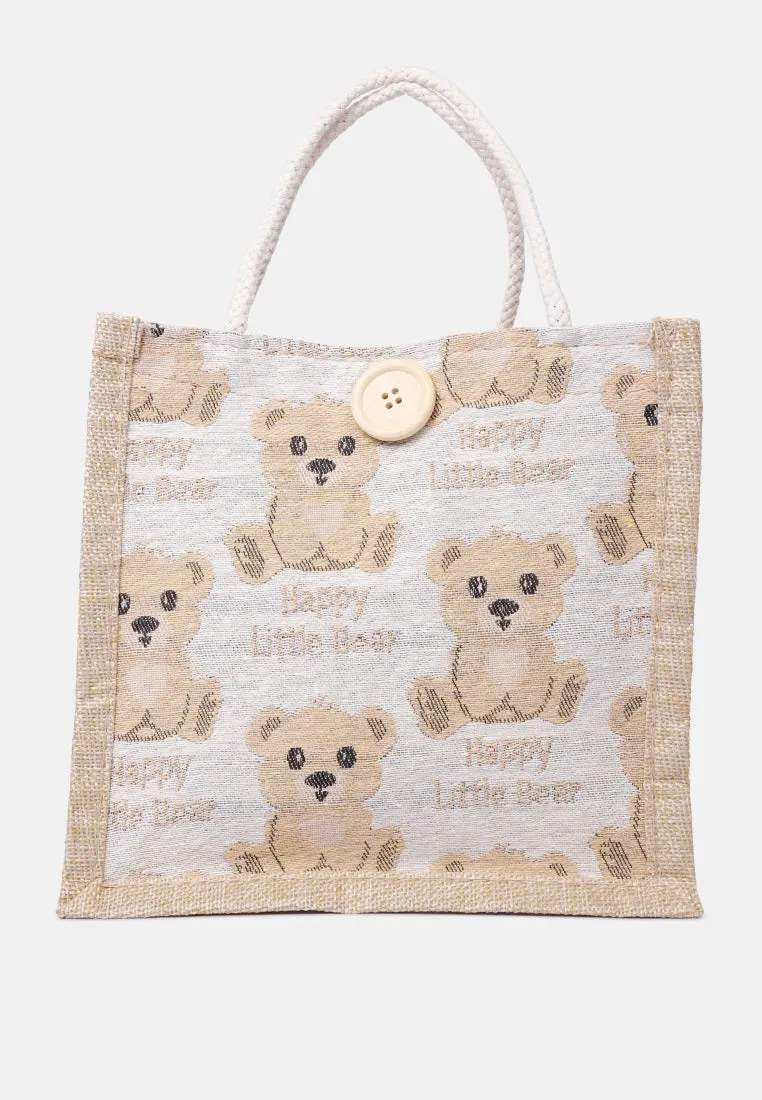 Printed Jute Tote Hand Bags