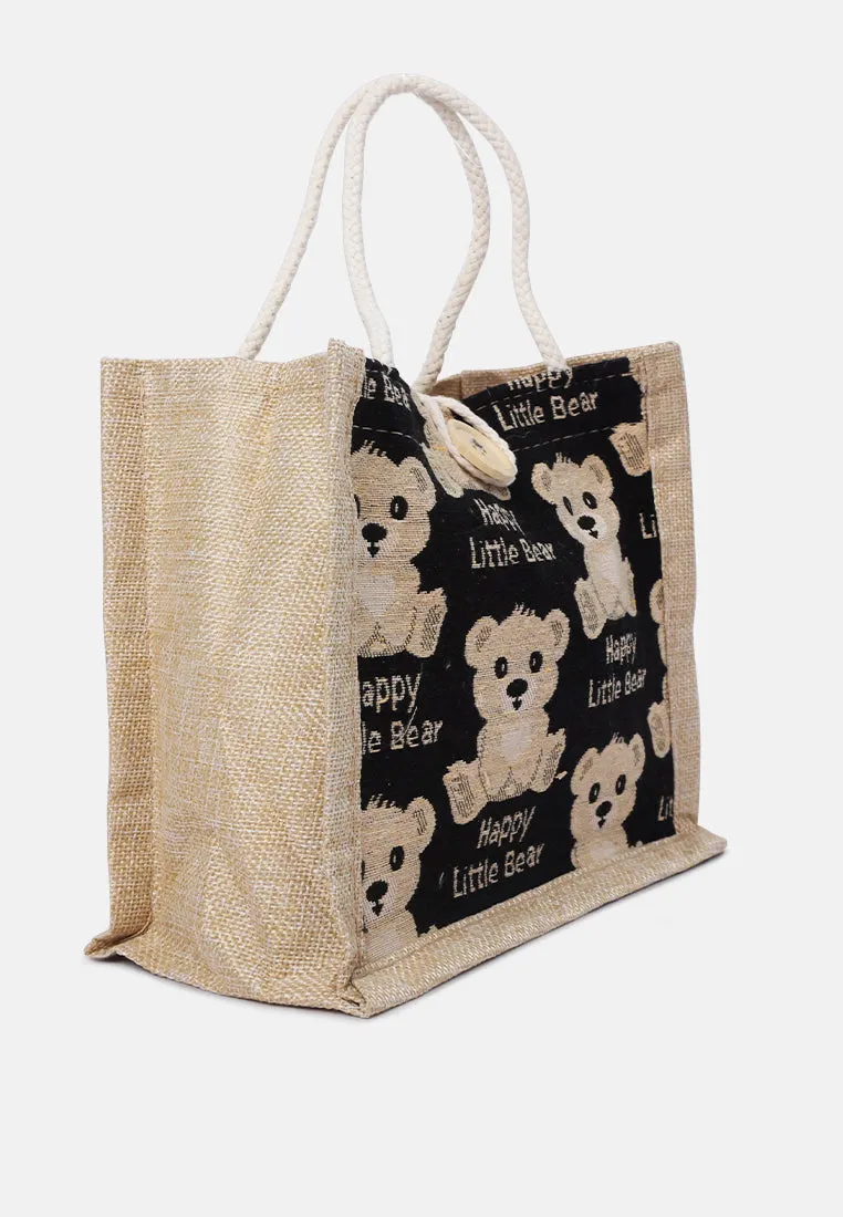 Printed Jute Tote Hand Bags