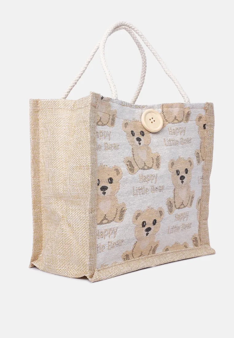 Printed Jute Tote Hand Bags