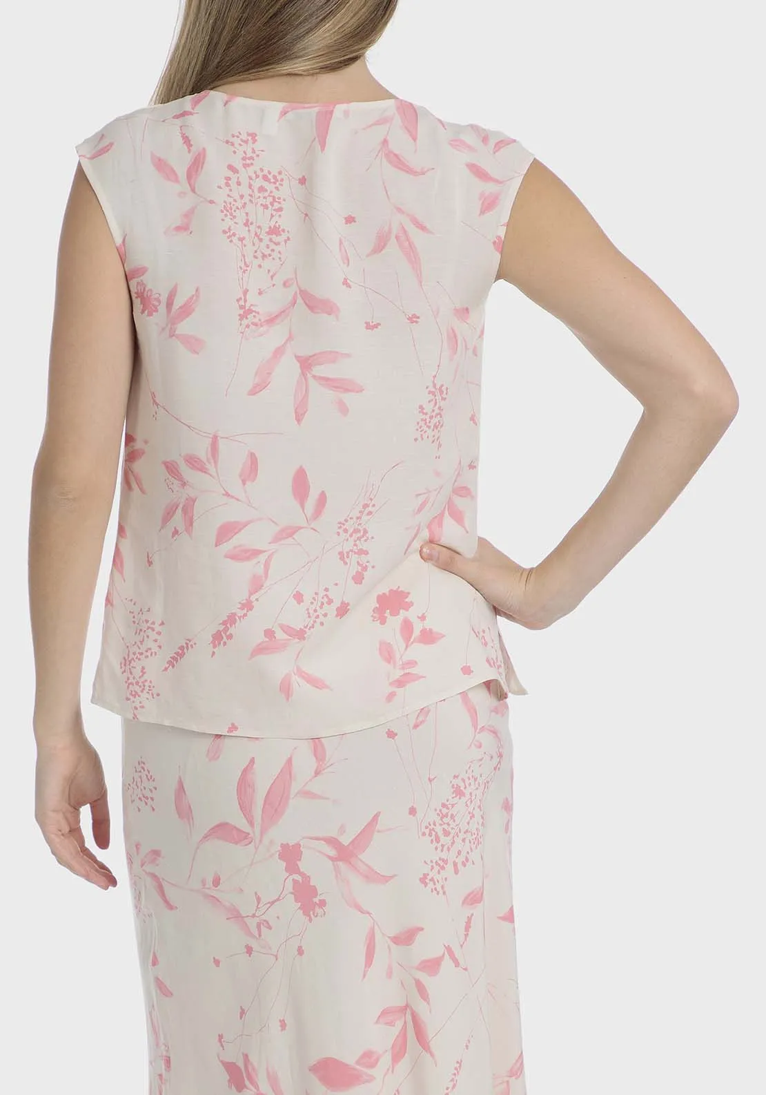 Printed linen top - Pink