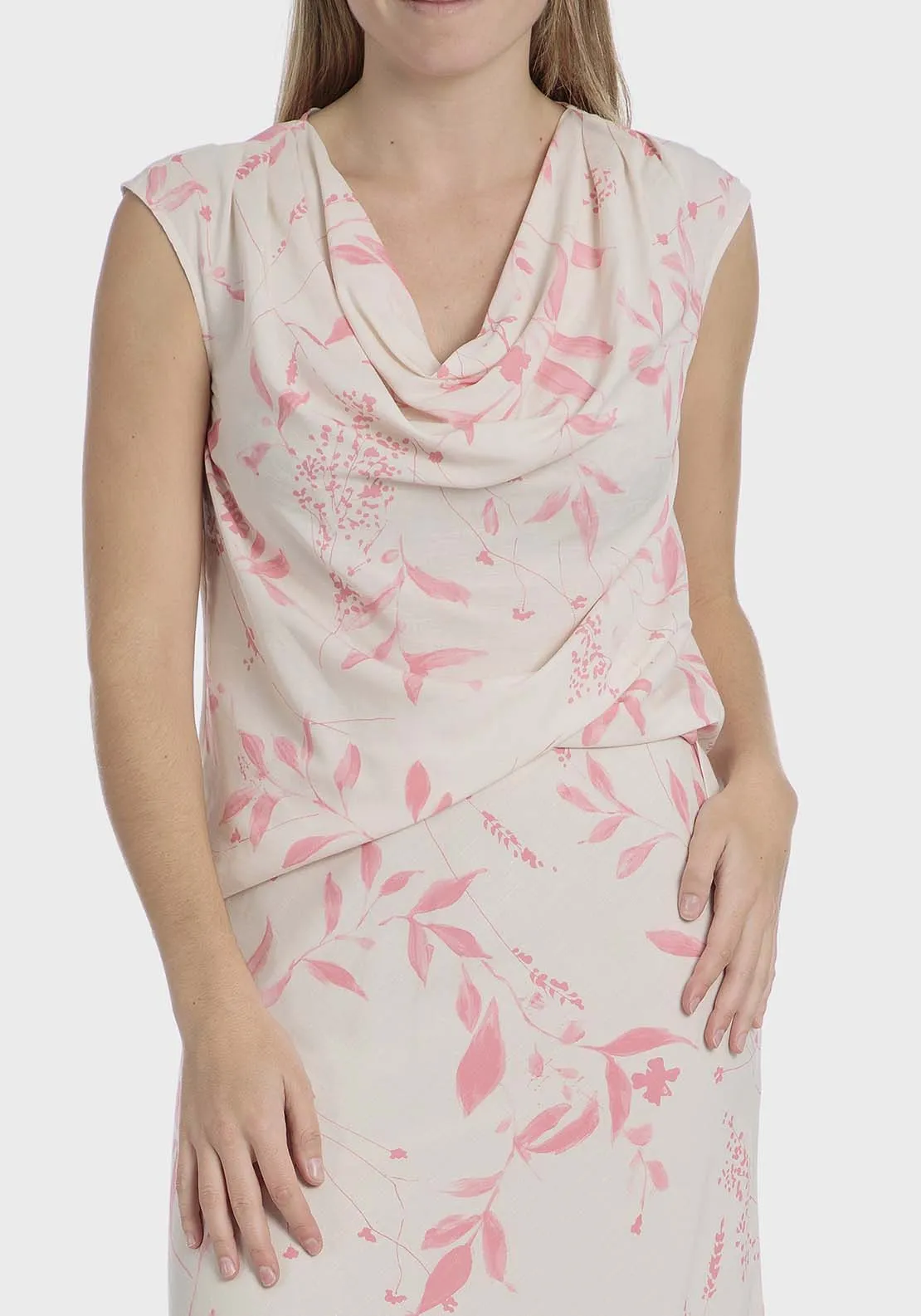 Printed linen top - Pink