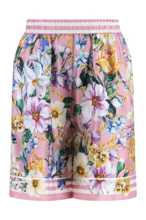 Printed silk shorts