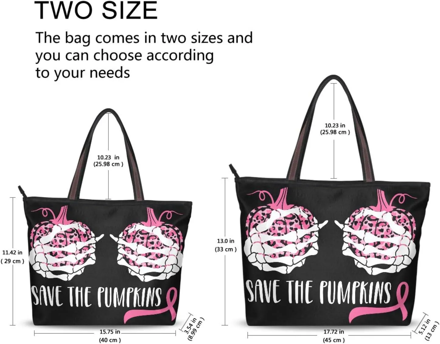 Pumpkin-breast-cancer-awareness Tote Bags Handbags For Women Fashion Shoulder Bags