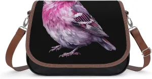 Purple Finch Bird Women‘s Crossbody Bags Fashion Message Shoulder Handbag with Adjustable Strap for Travel Office