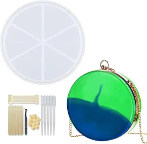 Purse Molds for Resin Casting, Round Shaker Clutch Bag Silicone Mould, DIY Personalized Handbag, Resin Clutch Mold with Tools（1pc）