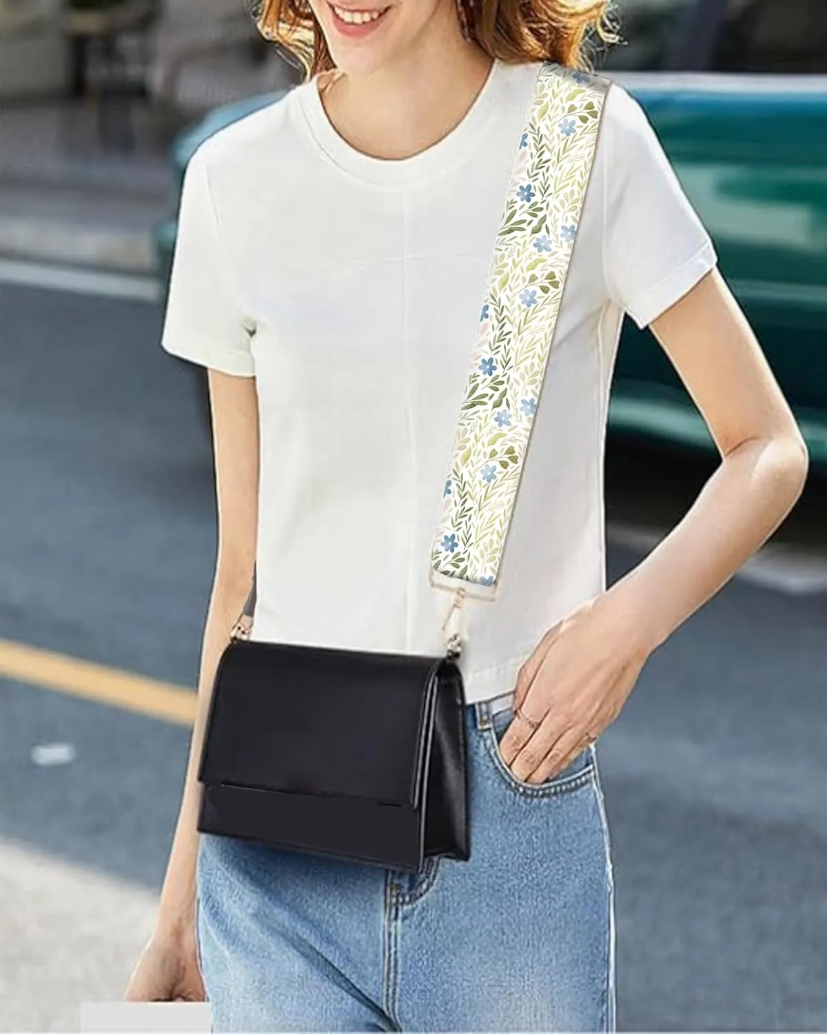 Purse Strap Replacement Crossbody 2" Wide Shoulder Strap, Cute Handbag Strap Bag Strap Replacement Belts Adjustable Cute Boho Flowers