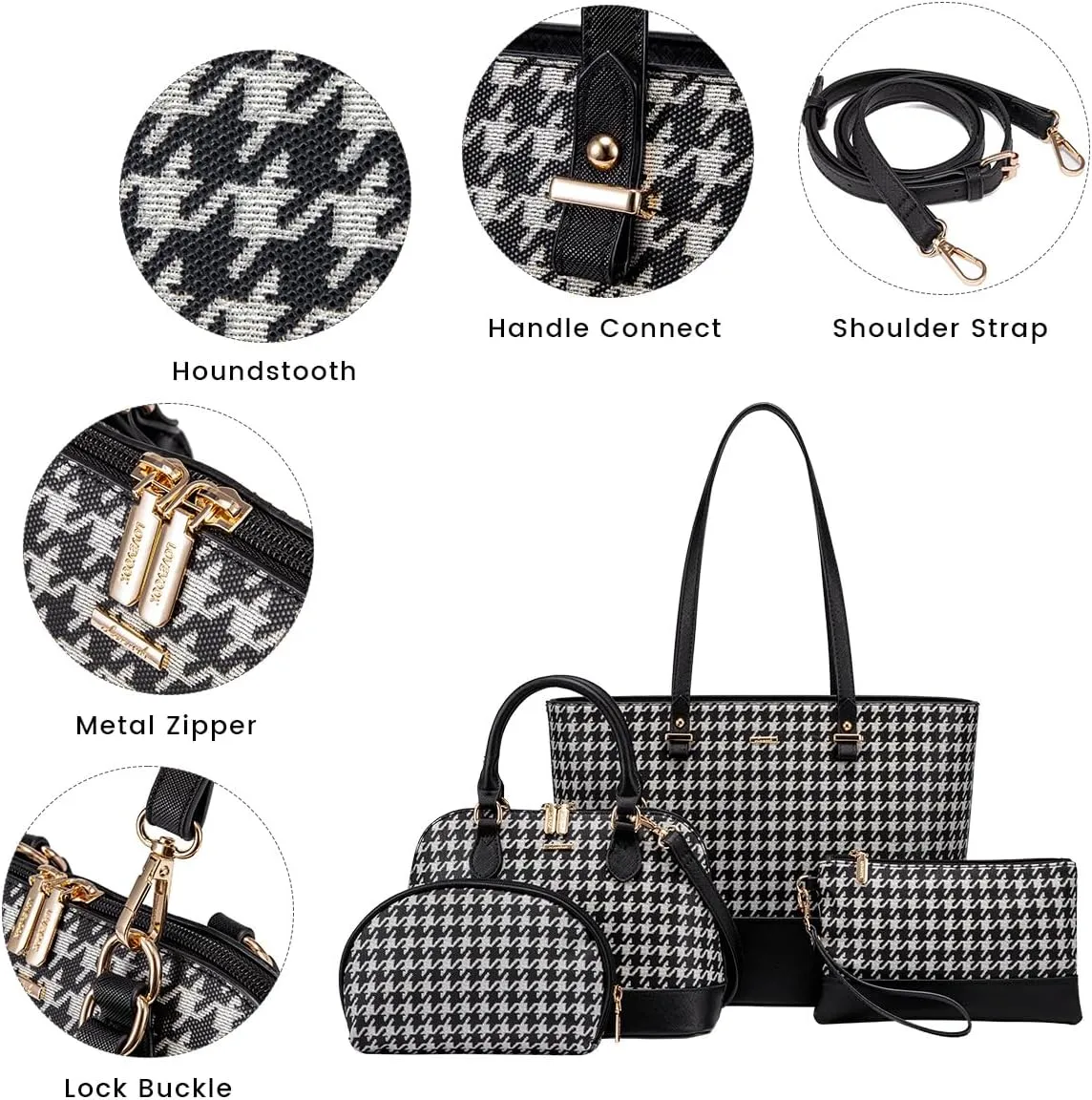 Purses for Women Classic Shoulder Tote Satchel Hobo Bags 3pcs Handbags Gift for Her Brown