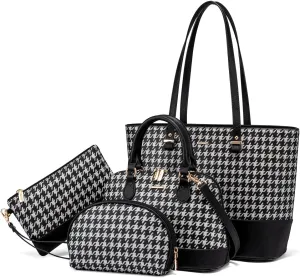 Purses for Women Classic Shoulder Tote Satchel Hobo Bags 3pcs Handbags Gift for Her Brown
