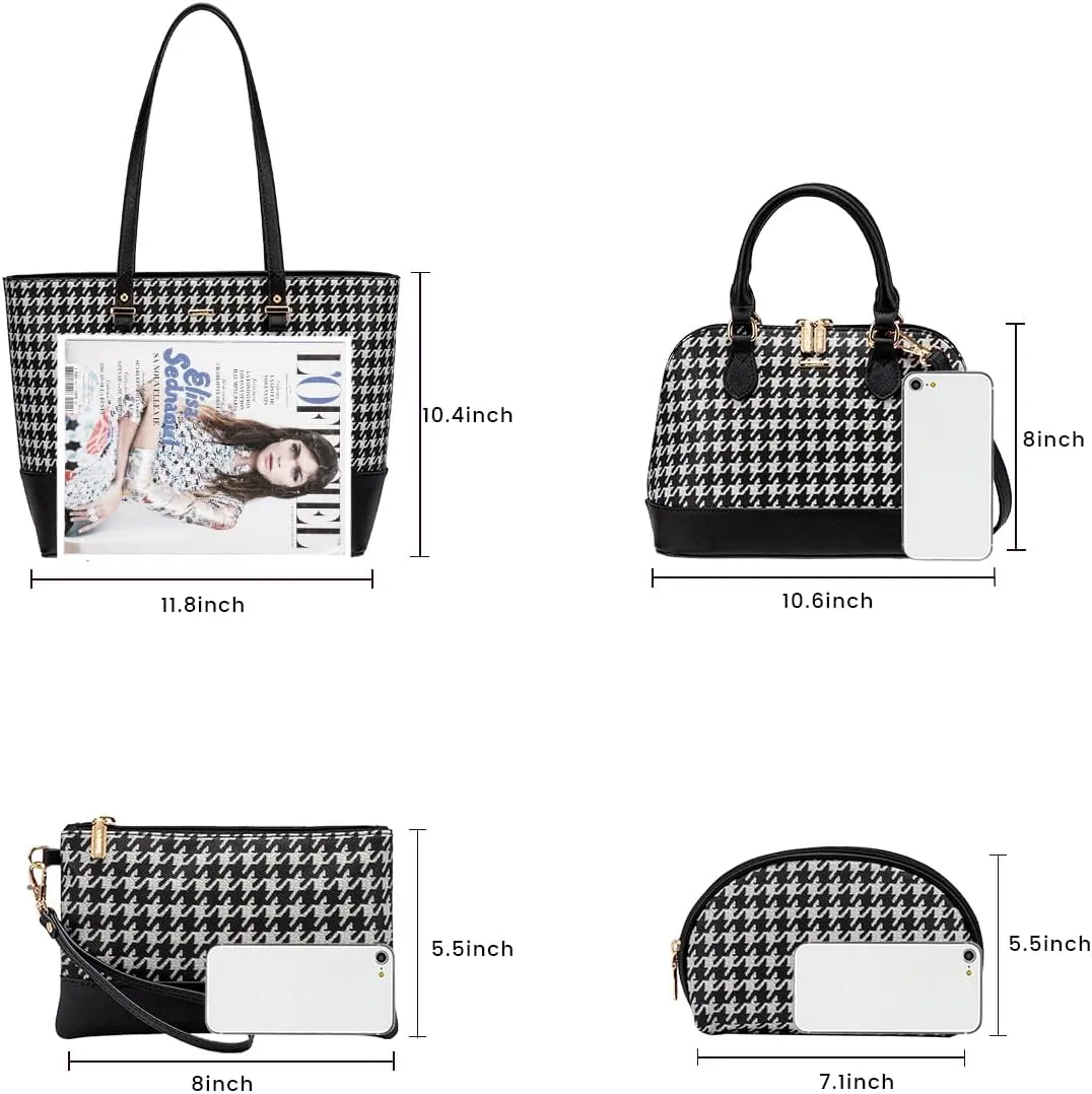 Purses for Women Classic Shoulder Tote Satchel Hobo Bags 3pcs Handbags Gift for Her Brown