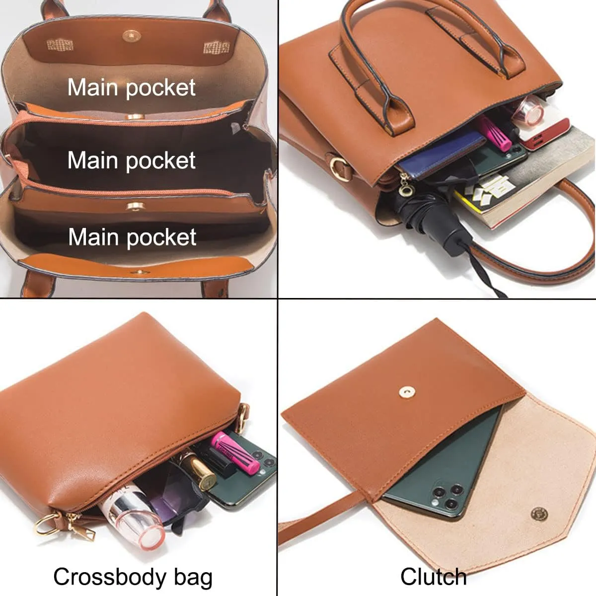 Purses for Women Fashion Handbags Tote Bag Shoulder Bags Top Handle Bags Satchel 3Pcs Set