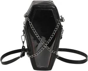 PVC Glossy Shoulder Bag For Women - Trendy Chain Strap Crossbody Purse
