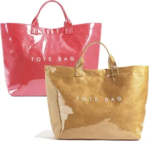 PVC Letter Print Tote Bag Large Women's Work Tote Bag 2pcs Clear Plastic Bag Top Handle Hobo Bag 2024 Trending Handbag