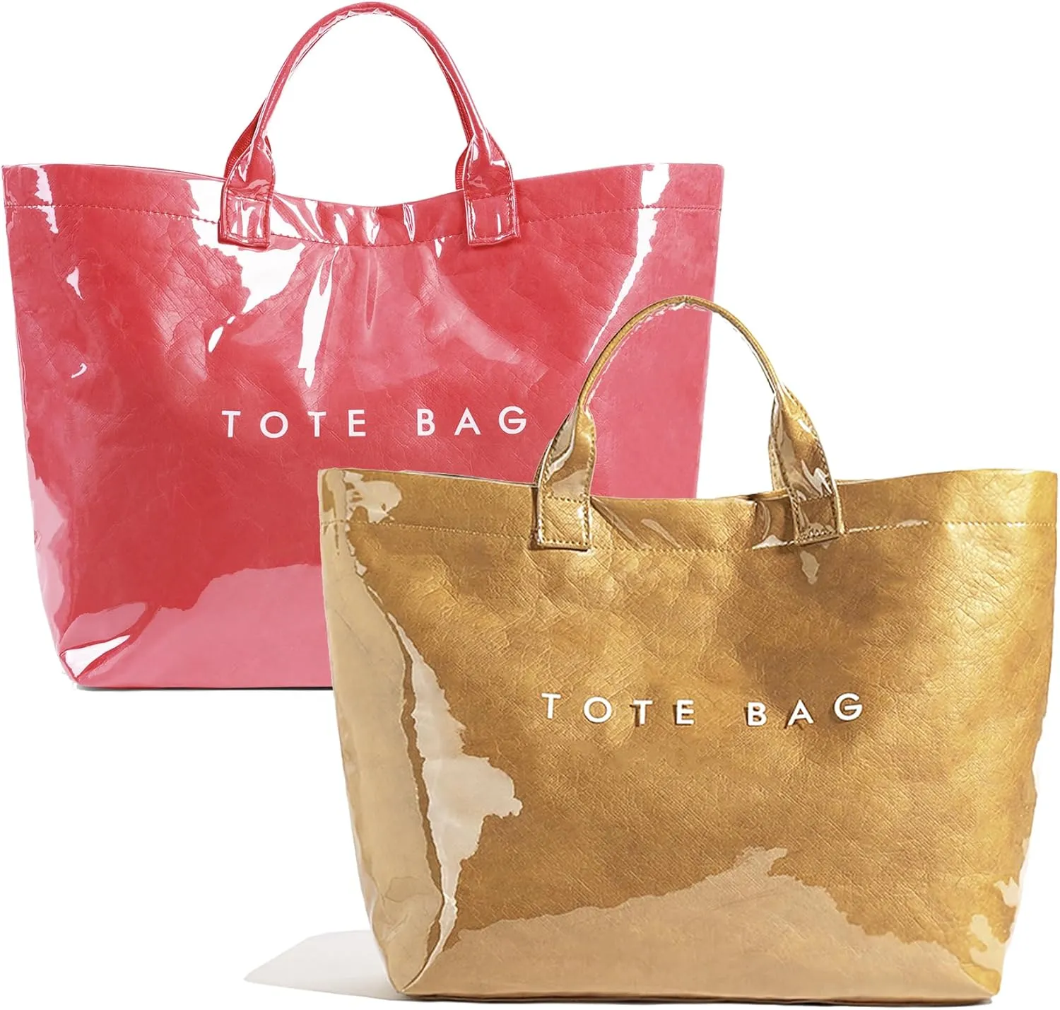 PVC Letter Print Tote Bag Large Women's Work Tote Bag 2pcs Clear Plastic Bag Top Handle Hobo Bag 2024 Trending Handbag