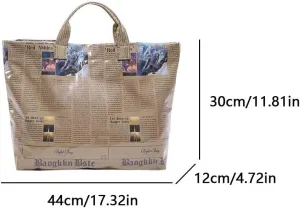 PVC Newspaper Shoulder Bag Large Capacity All-Match Shoulder Bag Waterproof Casual Tote Bag Travel Commute Bag