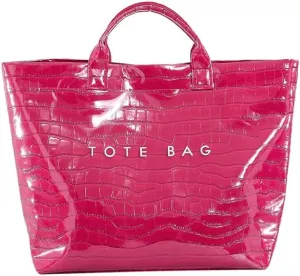 PVC Tote Bag Clear Plastic Tote Bag for Women Letters Print Work Handbag Crocodile Pattern Leather Handbag