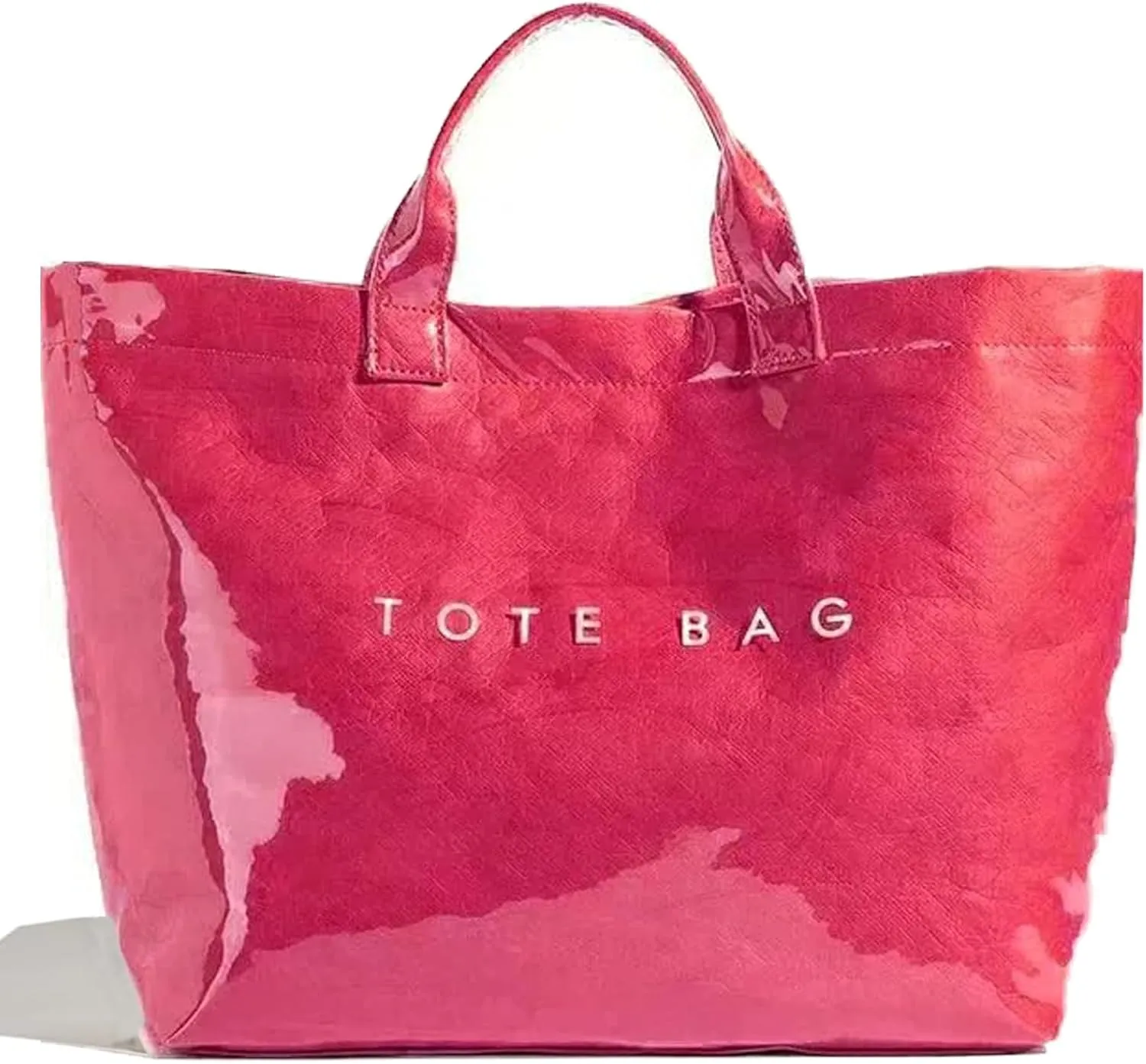 PVC Tote Bag for Women Kraft Paper Large Tote Bag Fashion Paper Bag Trendy Letter Print Tote Bag Top Handle
