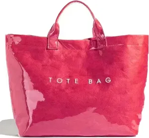 PVC Tote Bag for Women Kraft Paper Large Tote Bag Fashion Paper Bag Trendy Letter Print Tote Bag Top Handle