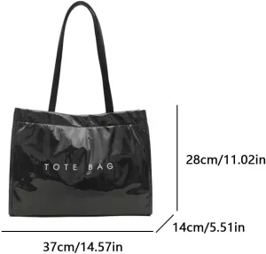 PVC Tote Bag for Women Letters Print Tote Bag Clear Plastic Handbag Large Kraft Paper Purse Hobo Handbag