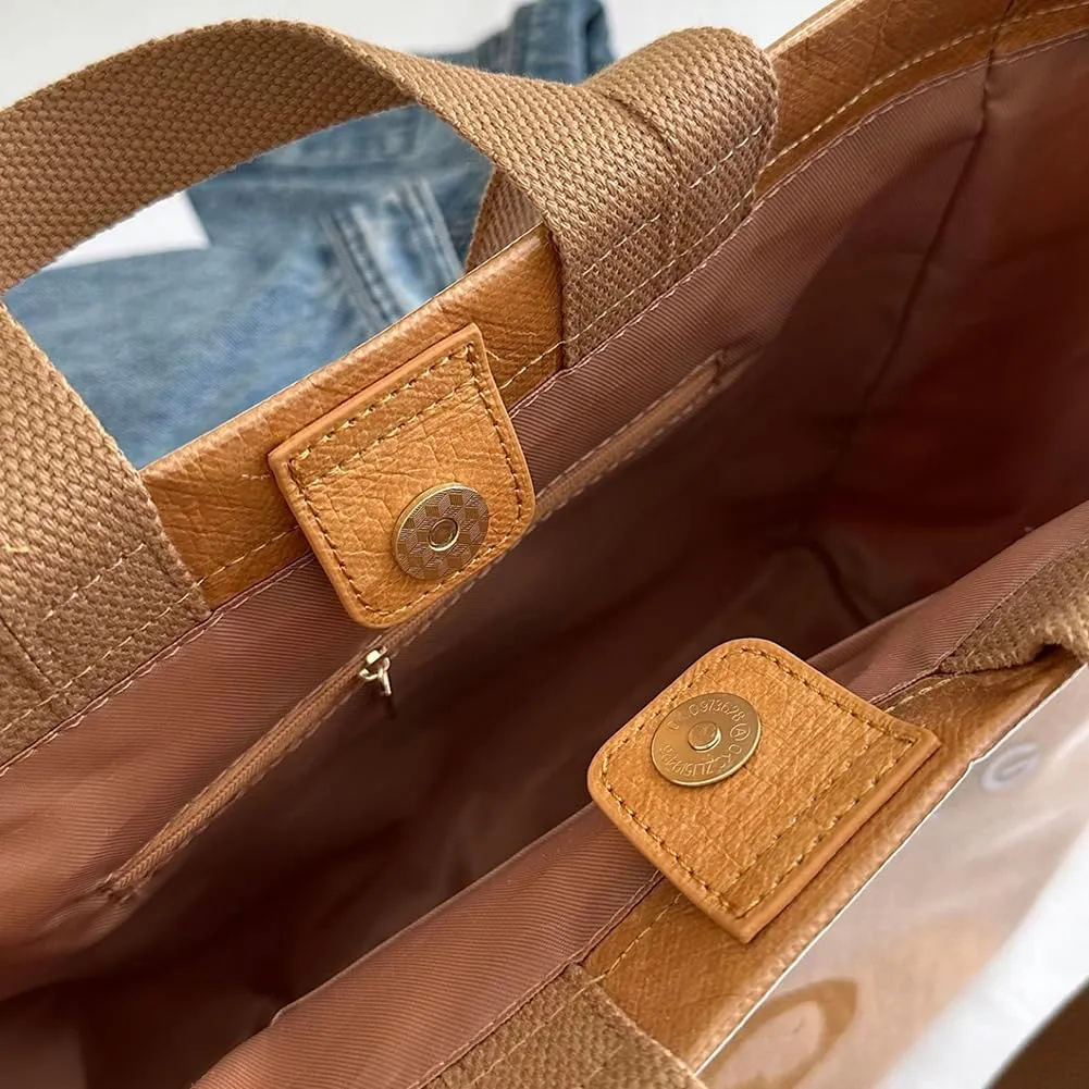 PVC Tote Bag for Women Letters Print Tote Bag Clear Plastic Handbag Large Kraft Paper Purse Hobo Handbag