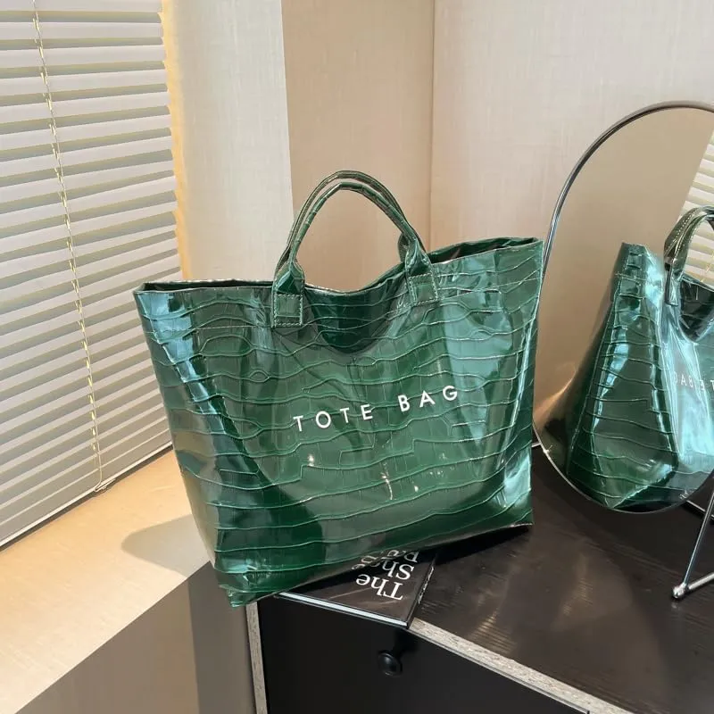 PVC Tote Bag for Women Snake Skin Print Purse Clear Plastic Tote Bag Large Kraft Paper Handbag