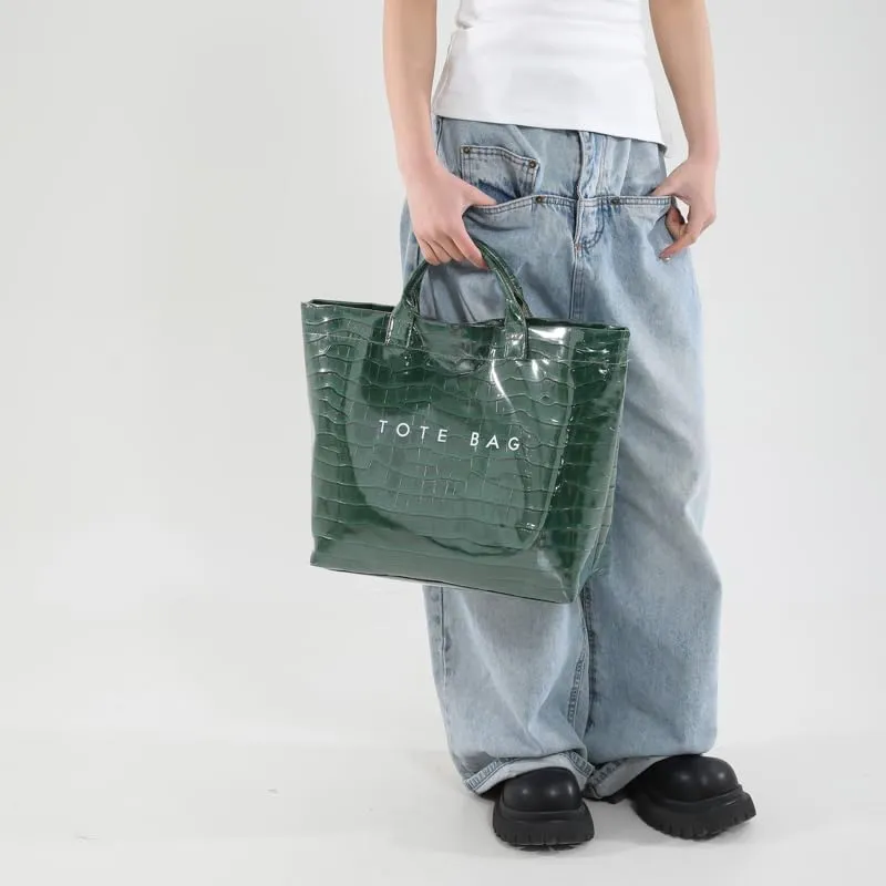 PVC Tote Bag for Women Snake Skin Print Purse Clear Plastic Tote Bag Large Kraft Paper Handbag