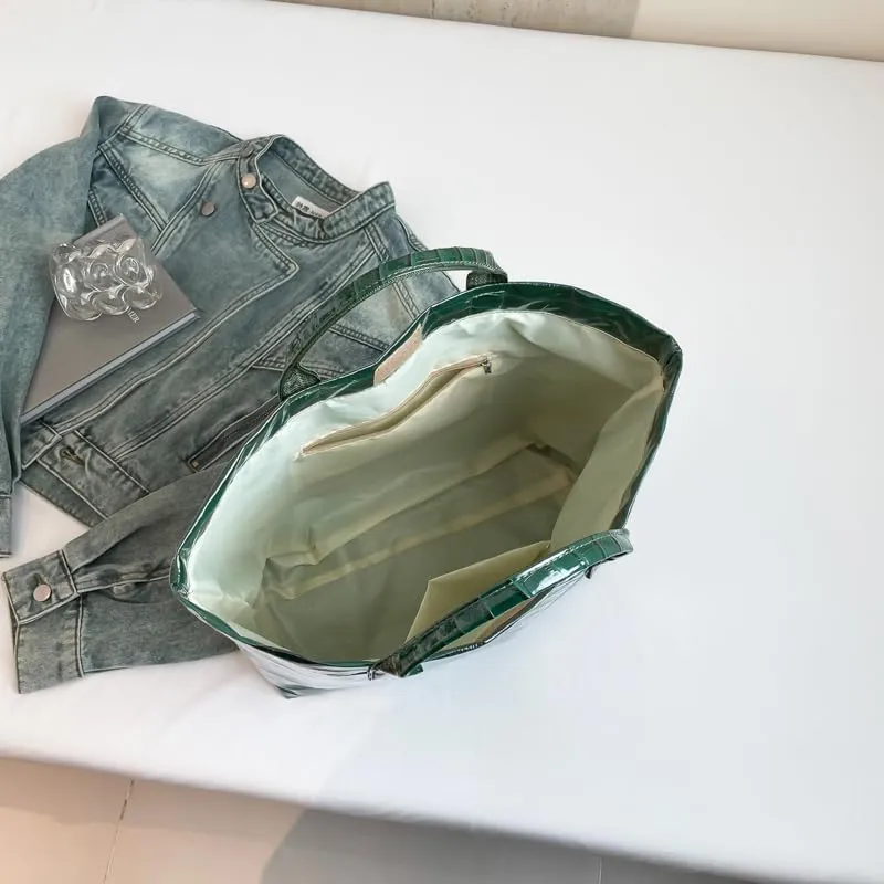 PVC Tote Bag for Women Snake Skin Print Purse Clear Plastic Tote Bag Large Kraft Paper Handbag