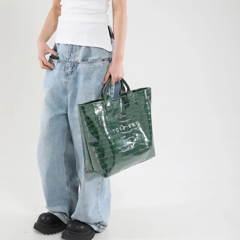 PVC Tote Bag for Women Snake Skin Print Purse Clear Plastic Tote Bag Large Kraft Paper Handbag