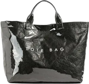 PVC Tote Bag for Women Solid Color Large Letter Print Tote Bag Kraft Paper Clear Plastic Handbag Top Handle Bag