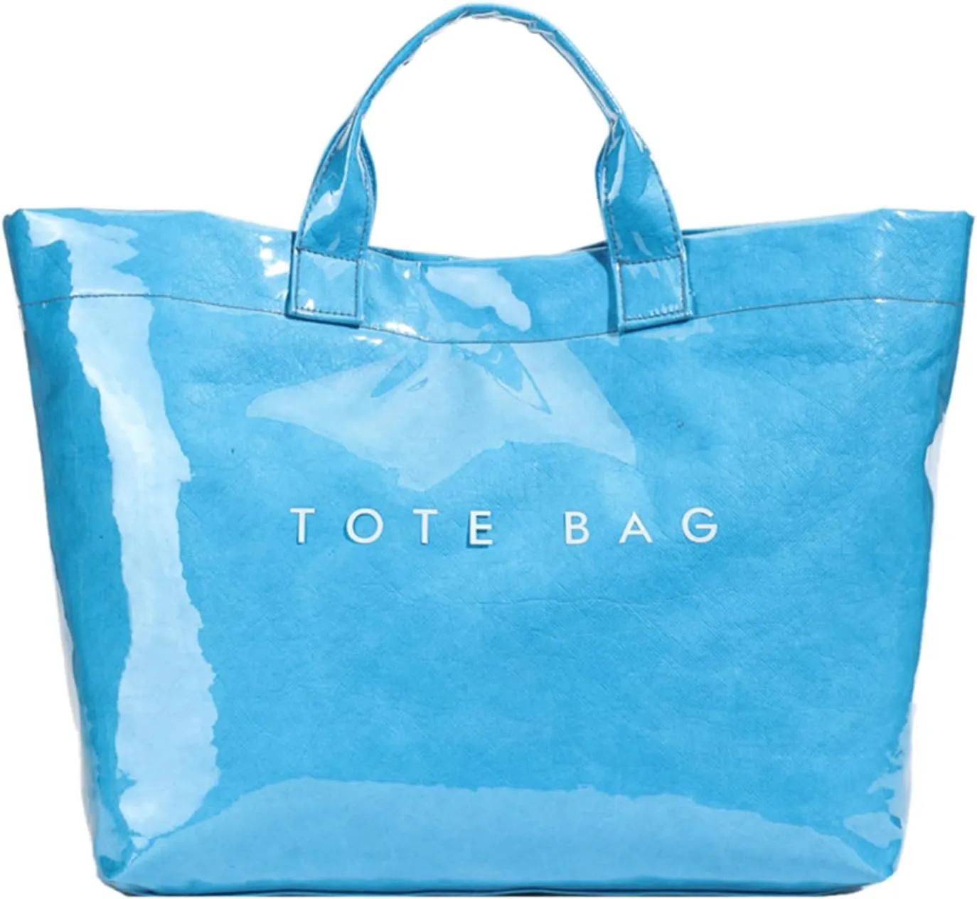 PVC Tote Bag for Women Solid Color Large Letter Print Tote Bag Kraft Paper Clear Plastic Handbag Top Handle Bag