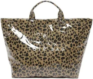 PVC Tote Bags for Women, Womens Letter Print Tote Bag Large, Clear PVC Carry All Bag, Cheetah Print Bag for Women