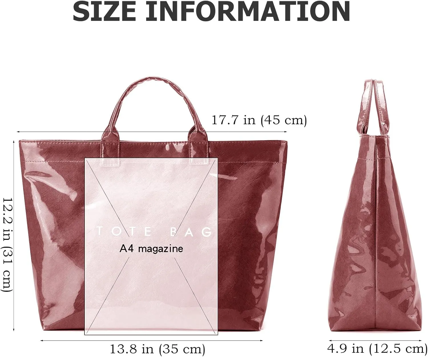 PVC Trendy Tote Bag for Women, Kraft Paper Letter Print Tote Bag Large Work Tote Handbag with Top Handle